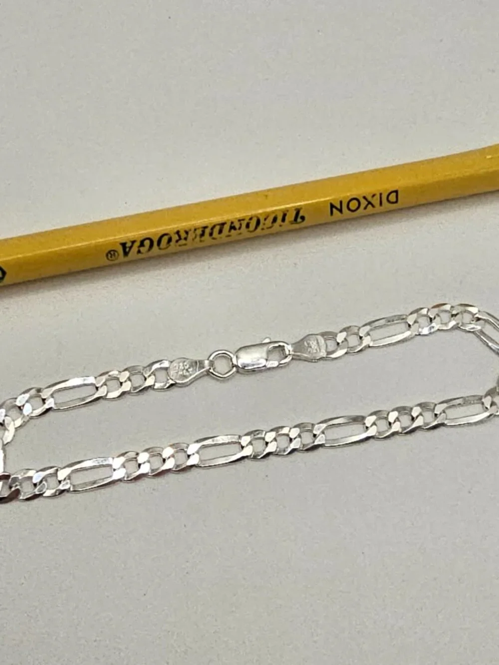 Sterling Silver 925 High Polish Figaro Bracelet 5mm 7 inches